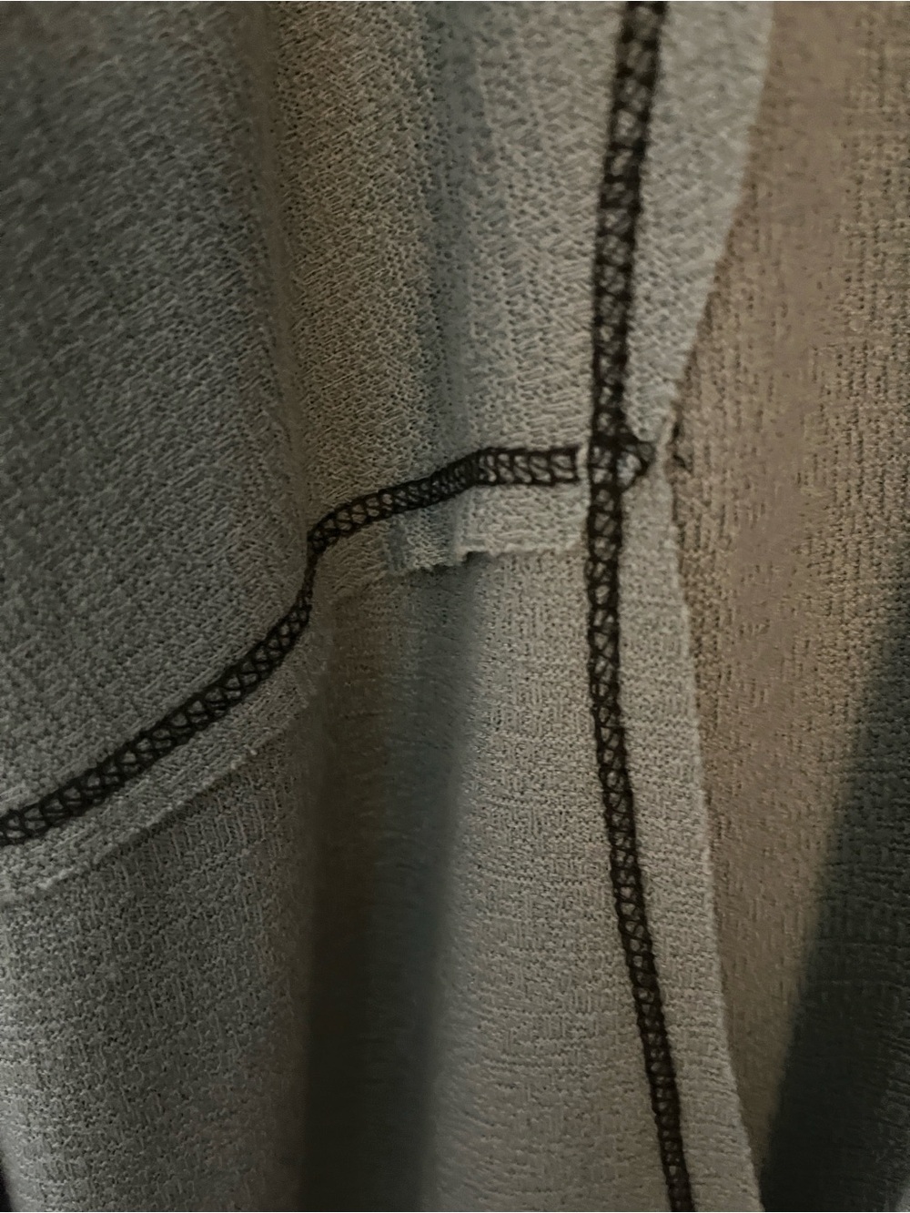 🦀BiBi Sage Green Pullover Top w/Decorative Black Stitching & Front Notched Hem - Picture 4 of 8